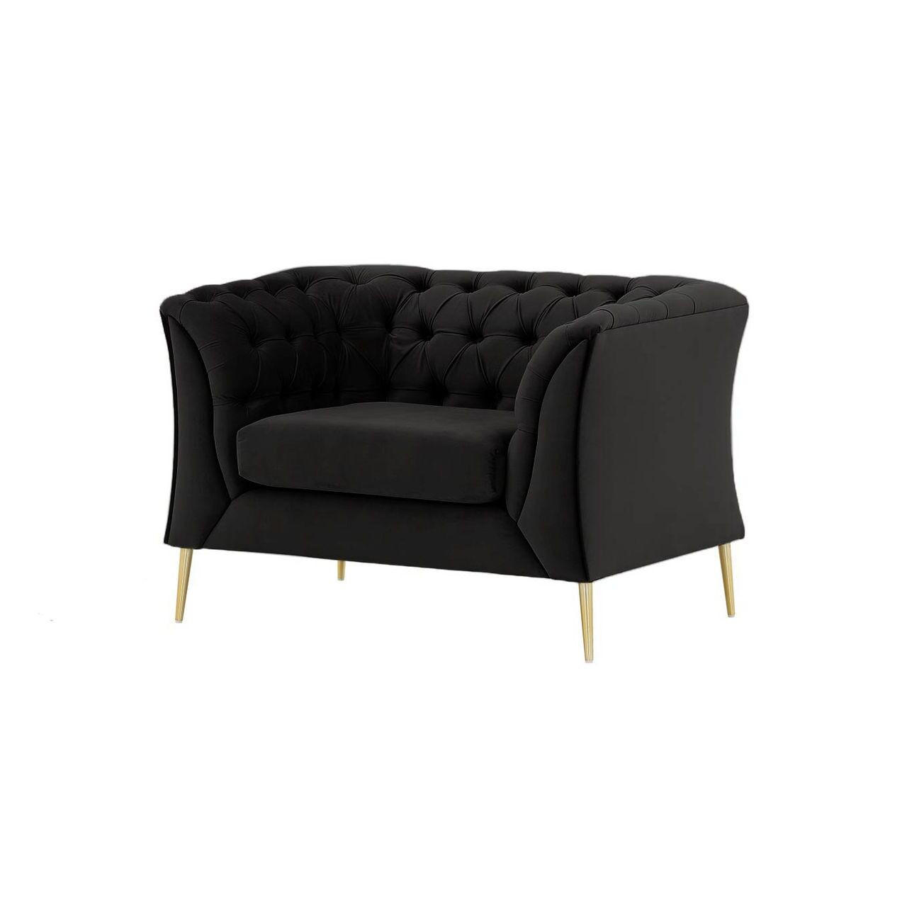 SESSEL Chesterfield Modern-Velluto 20 - Schwarz, Holz/Textil (106/74/80cm)