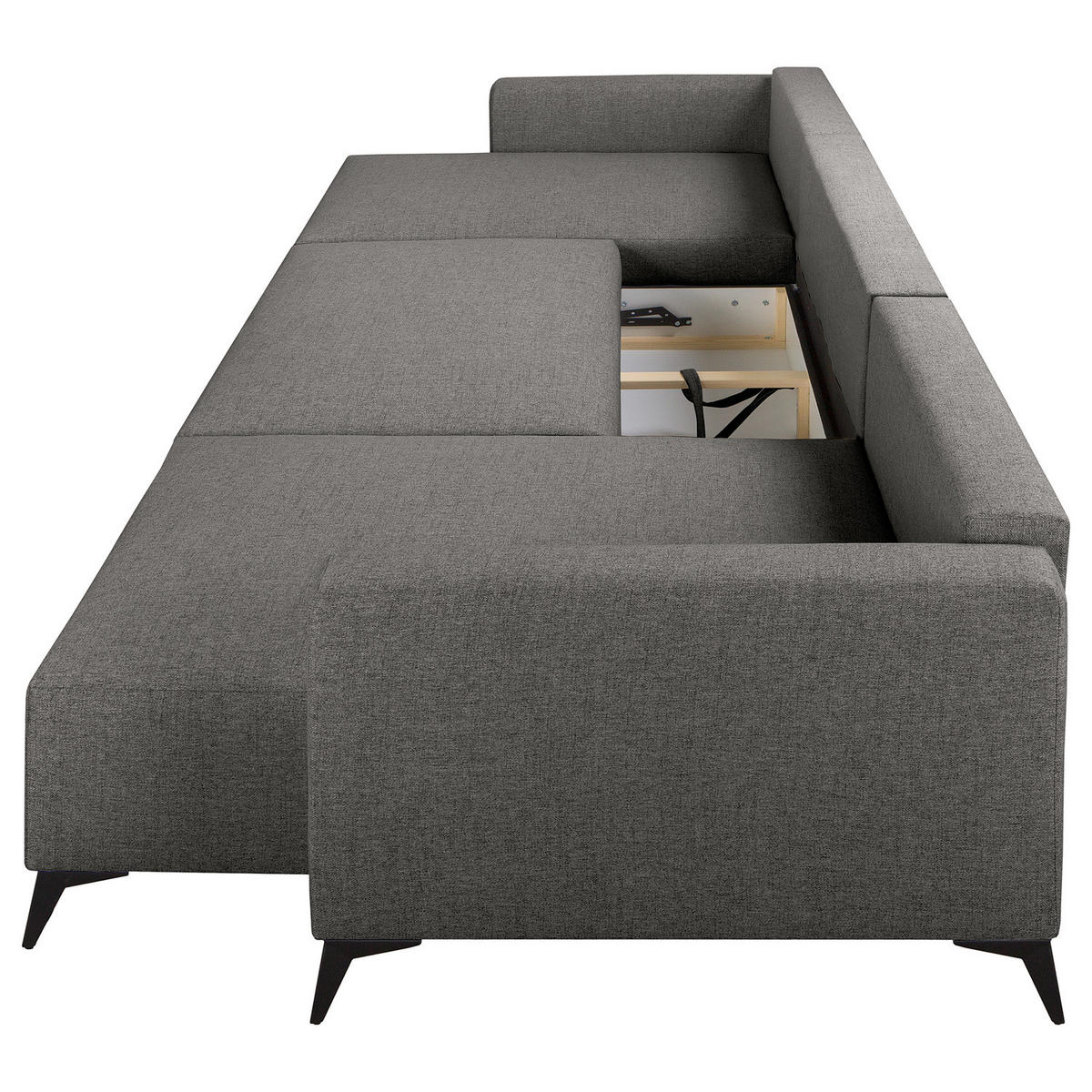 WOHNLANDSCHAFT - Anthrazit/Schwarz, Textil (382/81/148cm) - home24