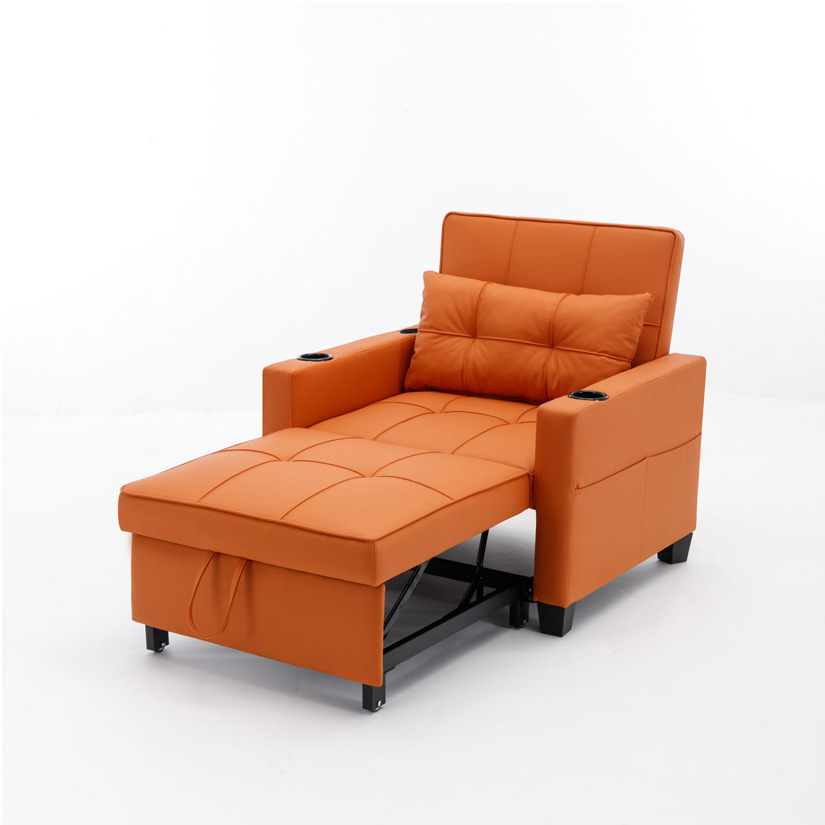 RELAXSESSEL 87/74/84 cm Orange mit Getränkehaltern und USB Anschluss - Orange, Textil (74/84/87cm) - Oxeza