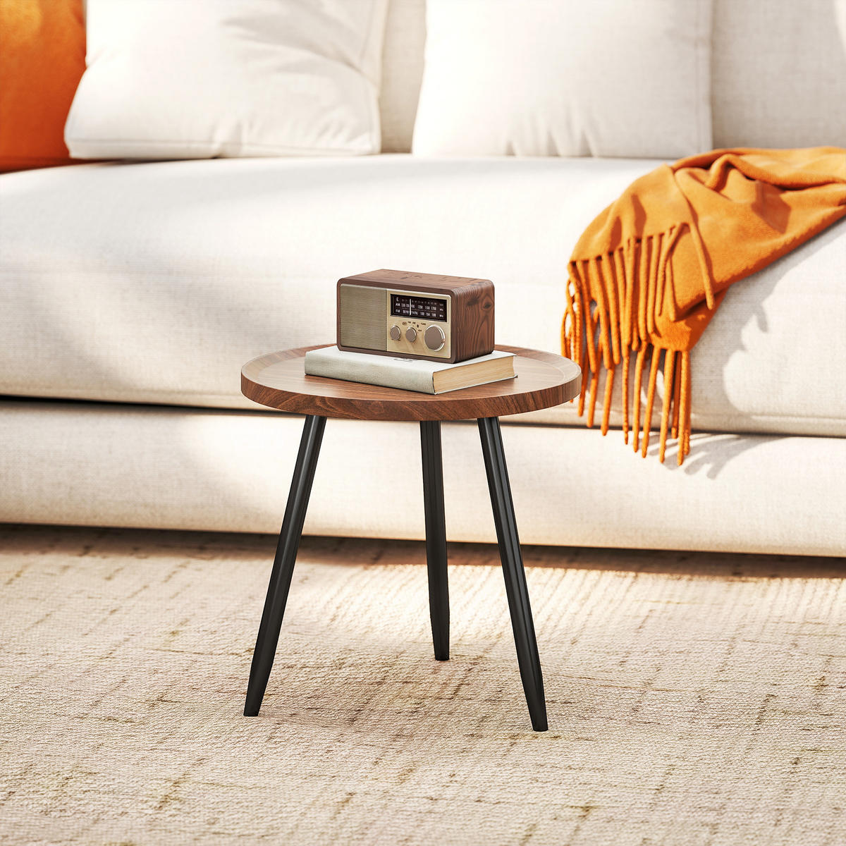 COUCHTISCH DE-15788 mit erhöhtem Rand Nussbaum - Naturfarben, Holzwerkstoff (40/40/39cm) - ComfortXL