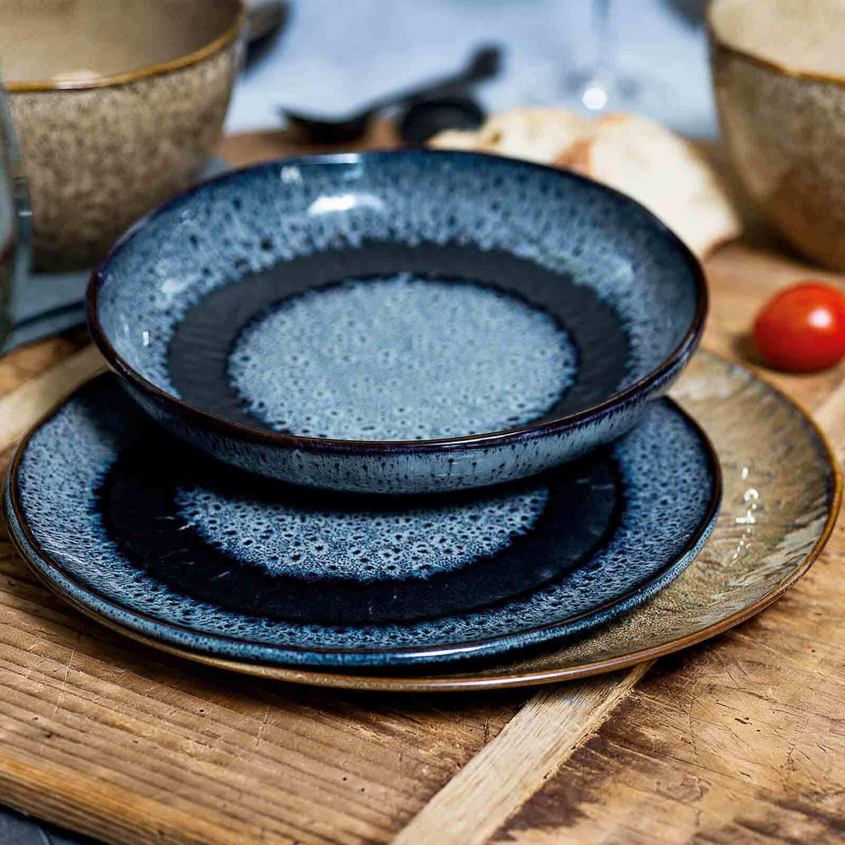 TAFELSERVICE Matera blau 12er Set - Blau, Keramik (1/1/1cm) - Leonardo Living