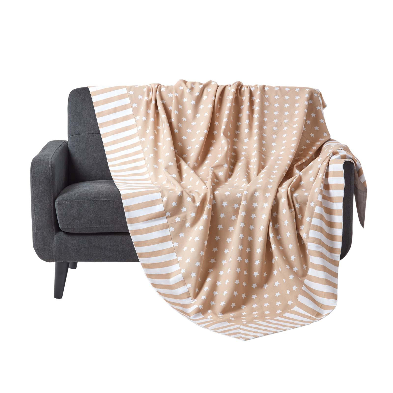 ÜBERWURF 150/200 cm, Sterne-Muster, 100% Baumwolle - Beige, Textil (150/200cm) - Homescapes