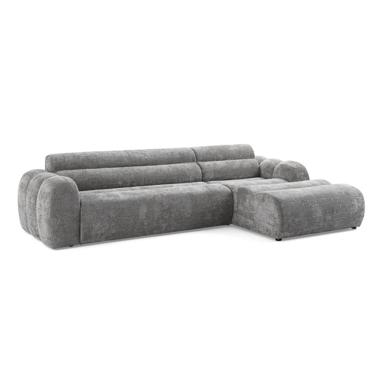 4-SITZER modulares Ecksofa VEER SET 1 Rechts, 298 x 175 cm, Chenille Webstoff Grau - Schwarz/Grau, Holz/Kunststoff (175/298cm) - Muffo