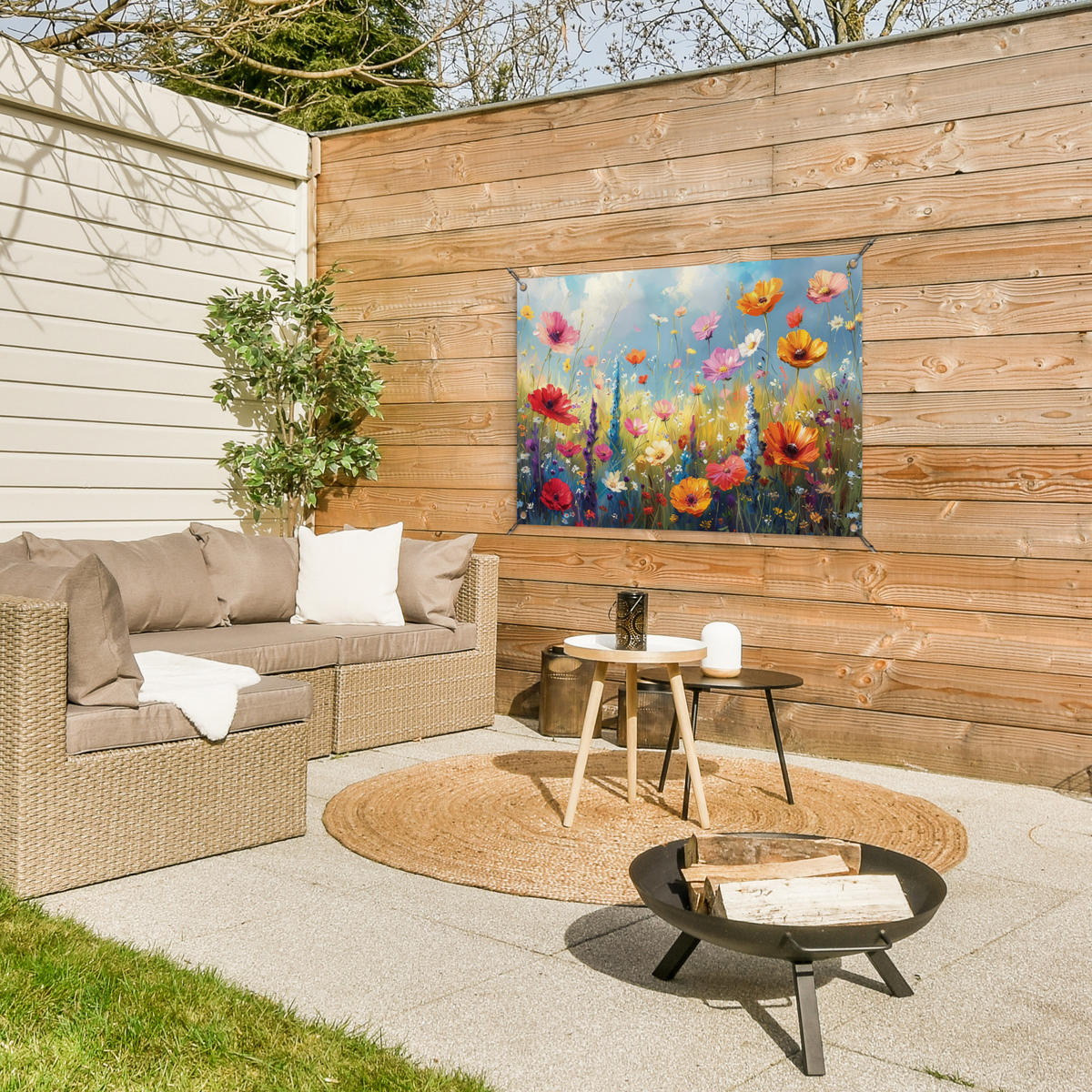 ZAHRADNÍ PLAKÁT Květiny - Příroda - Botanické - Umění 90x60 cm - světle modrá, plast (90/60/0.2cm) - OnlyWow