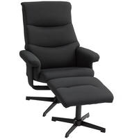 LIESESSEL DE-07540 mit Hocker, drehbar, Wippfunktion in Samtoptik Schwarz - Schwarz, Textil (81/102/74cm) - ComfortXL