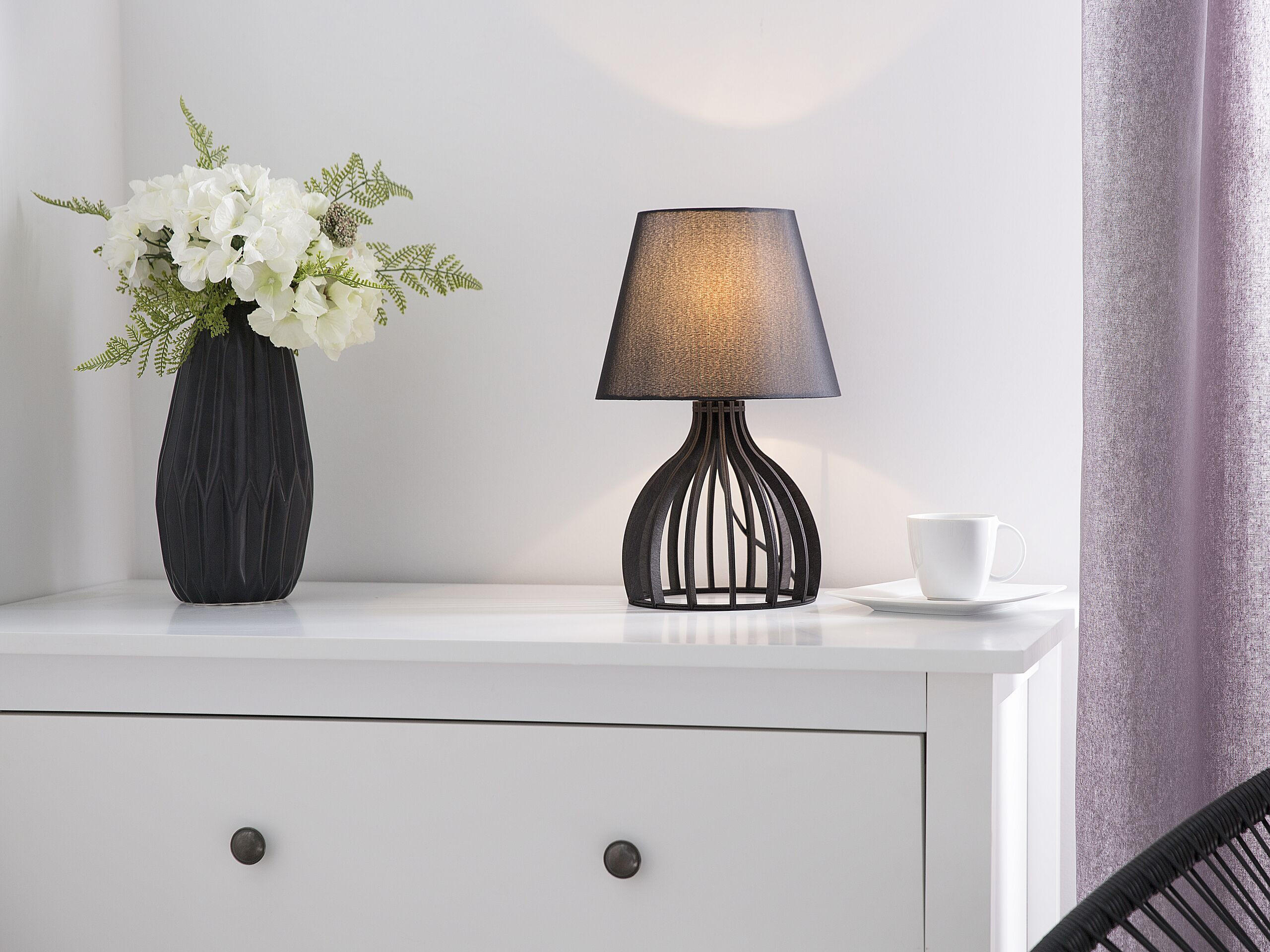 TISCHLEUCHTE Agueda 22/22/36 cm - Schwarz, Holzwerkstoff (22/22/36cm) - Beliani