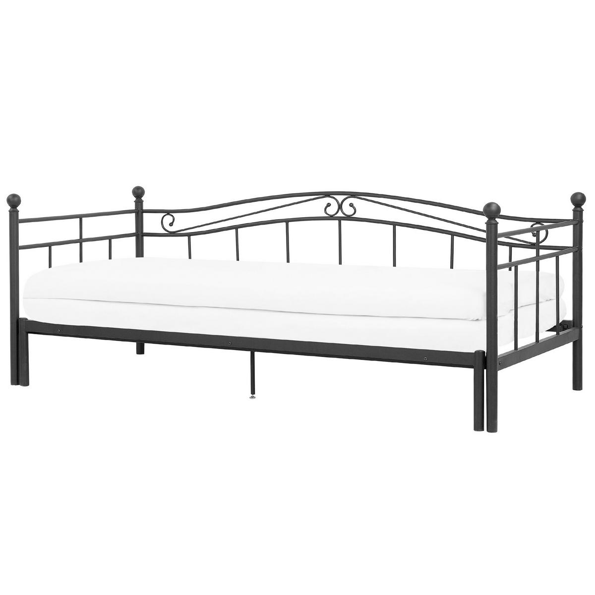 AUSZIEHBETT 80x200 cm Schwarz Tulle - Schwarz, Metall (80/200cm) - Beliani