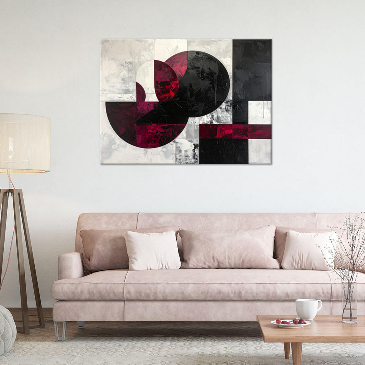 LEINWANDBILD 3D und geometrisch 120x80cm - Rot, Textil (120/80cm) - Feeby