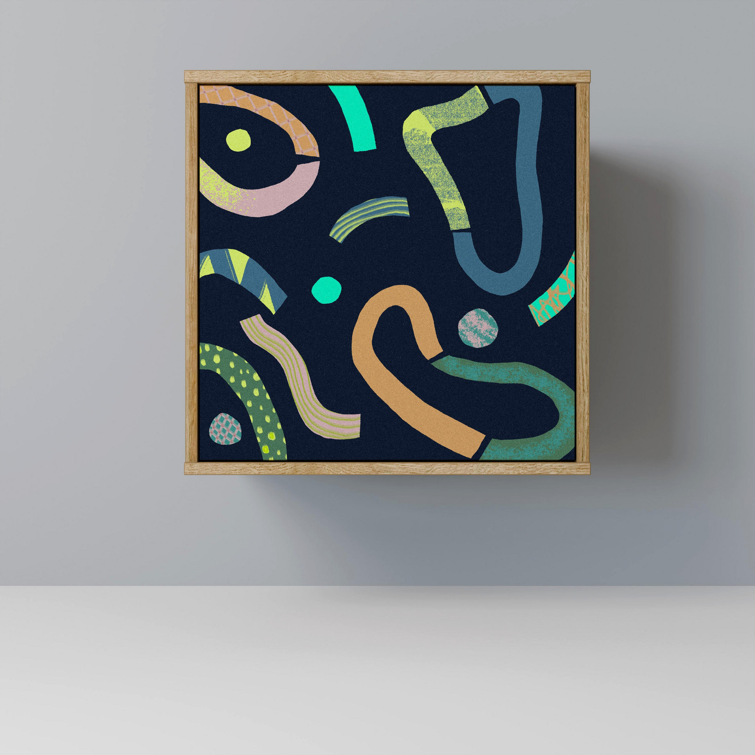 SIDEBOARD CONTRAST DANCE, Eichefarben, 57,5x42x57,5 cm, Ohne Füße - Eichefarben/Multicolor, Holzwerkstoff (57.5/57.5/42cm) - SpaceRebels