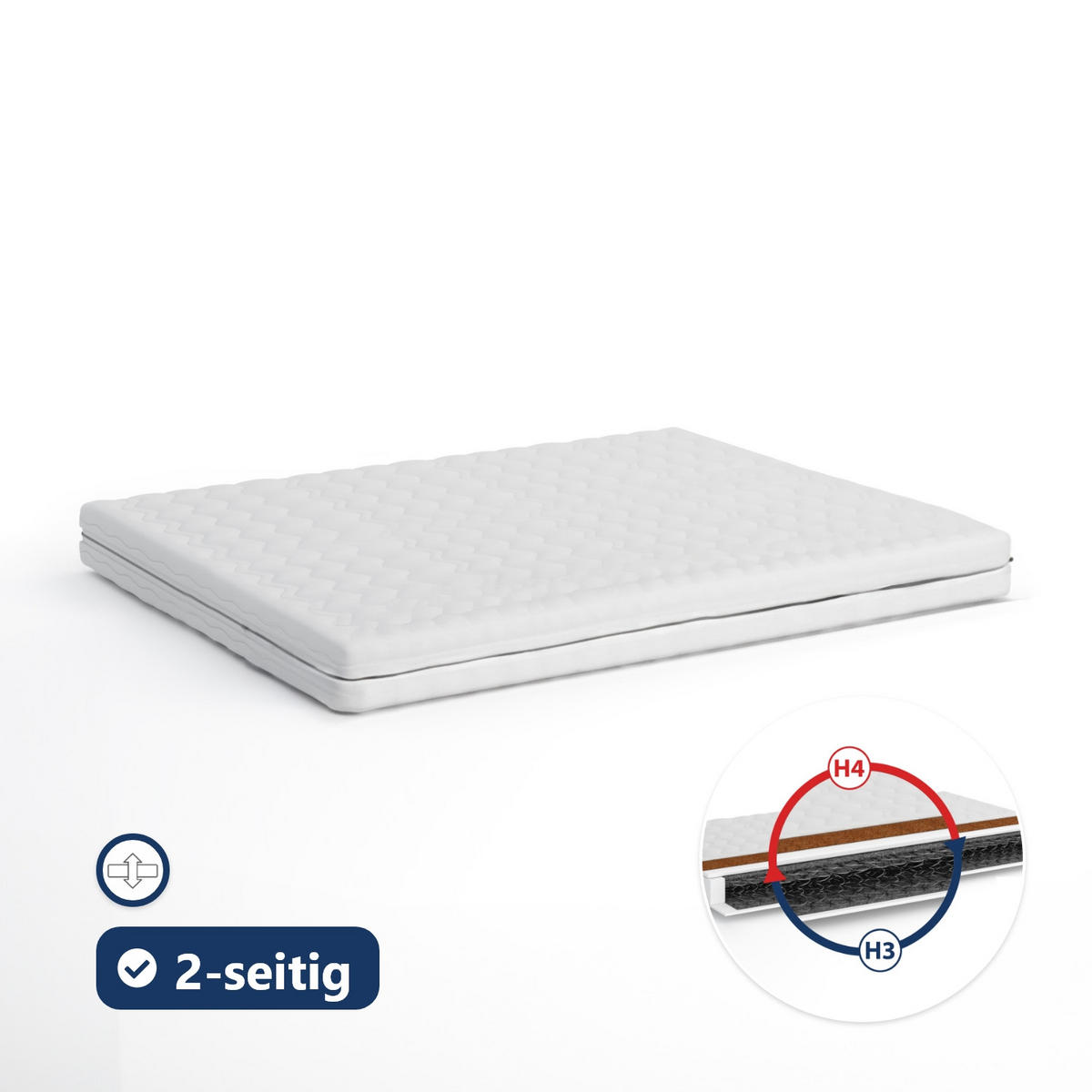 BONELLFEDERKERN Matratze Olten - Weiß, Naturmaterialien - Fedve