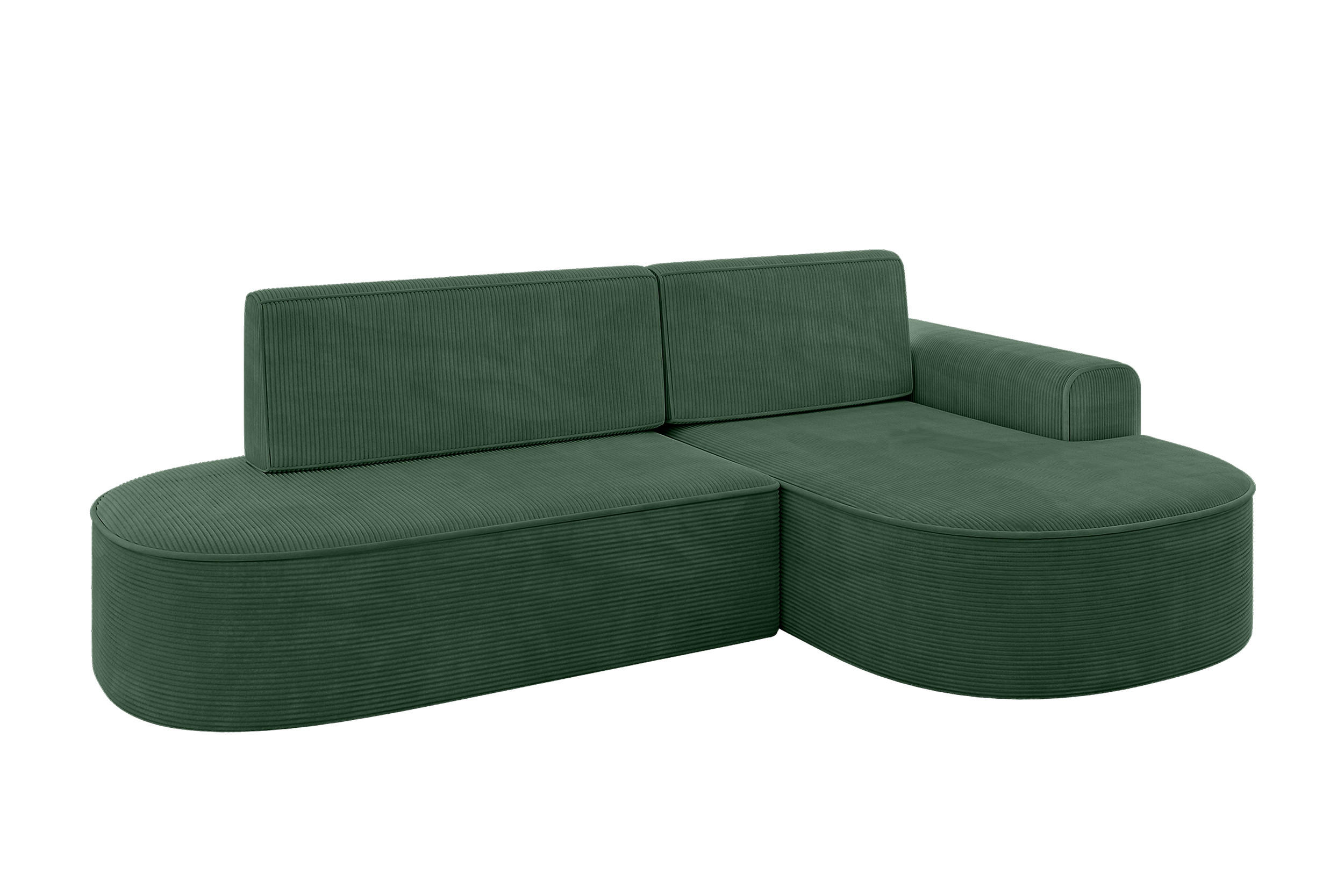 ECKSOFA mit Schlaffunktion und Bettkasten Ottomane Rechts MARI-L1-S - 283x167x73 cm Grün Cord - Waldgrün/Schwarz, Holzwerkstoff/Kunststoff (167/283cm) - ALTDECOR