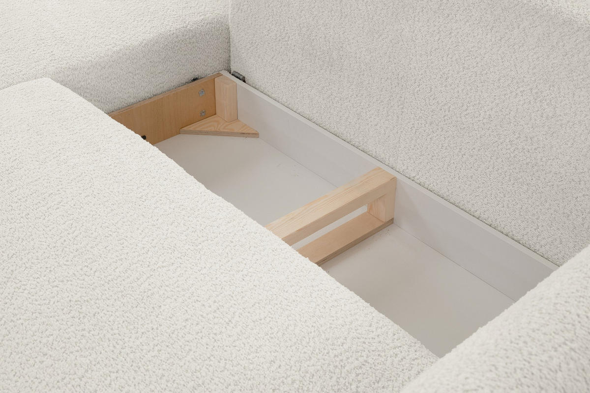 ECKSOFA Creme DELI Mit Schlaffunktion Auf Füßen Links - Beige, Textil (257/171cm) - Sepro Meble