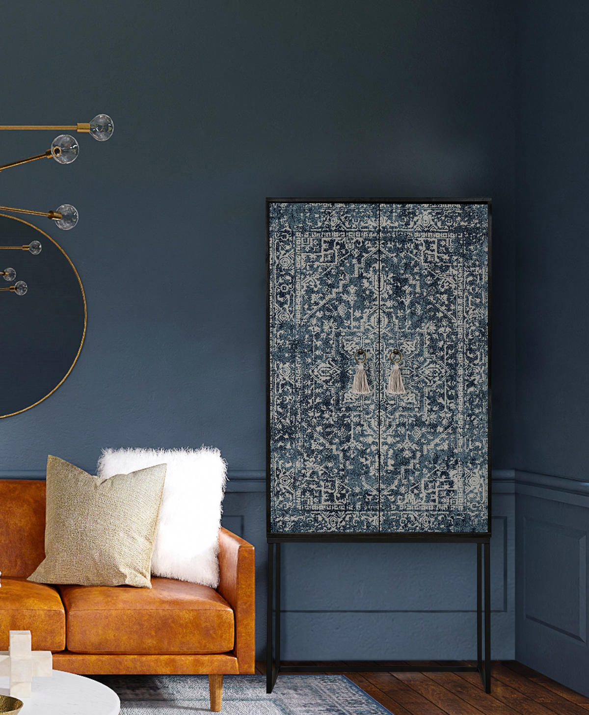 HIGHBOARD aus MDF ALVA BLUE VINTAGE RUG - Pastellblau, Holzwerkstoff (75/164.5/45cm) - RNT By Really Nice Things