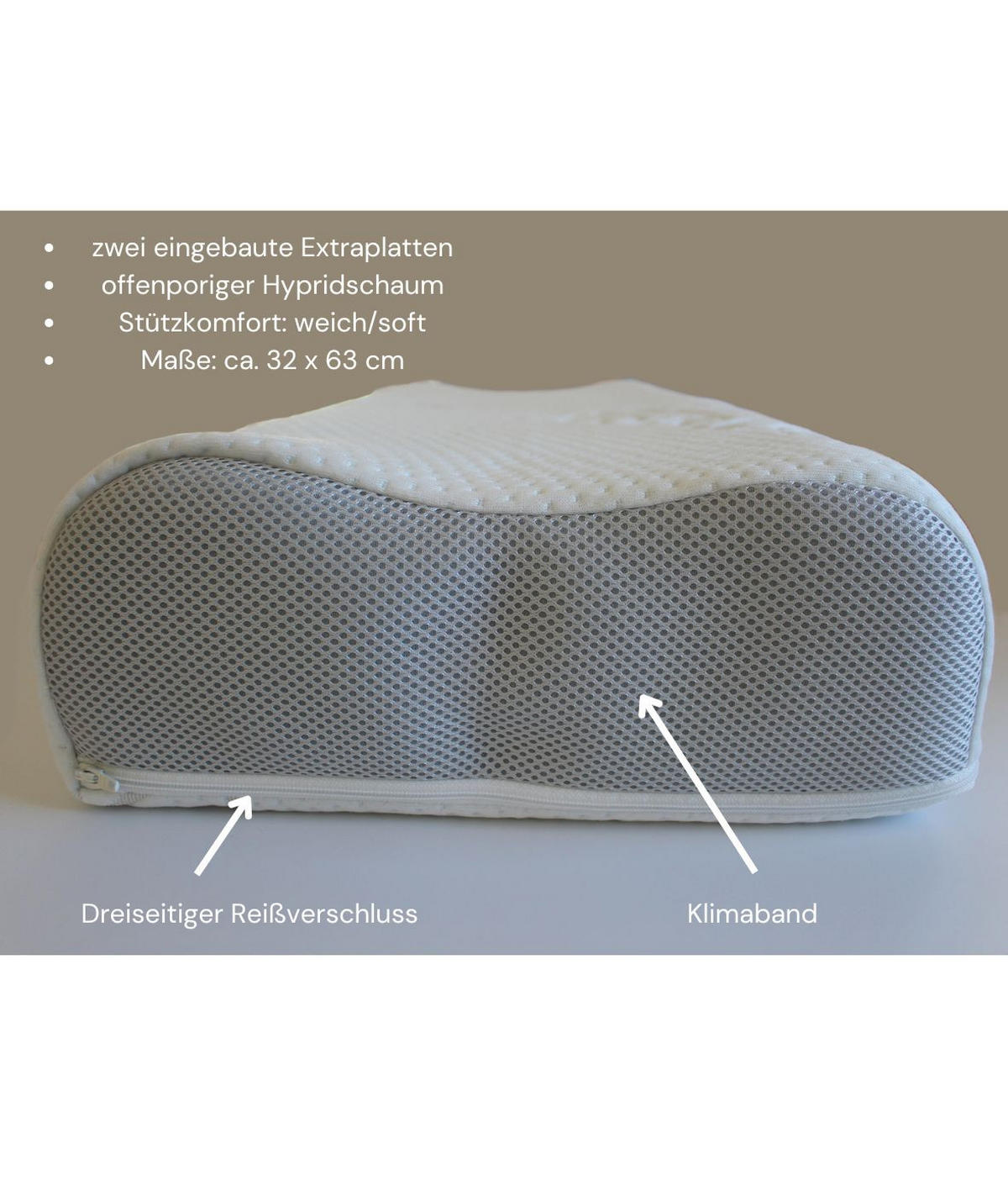 NACKENSTÜTZKISSEN Beasleep I Kaltschaumkern - Weiß, Textil (32/63cm) - Bonvionn