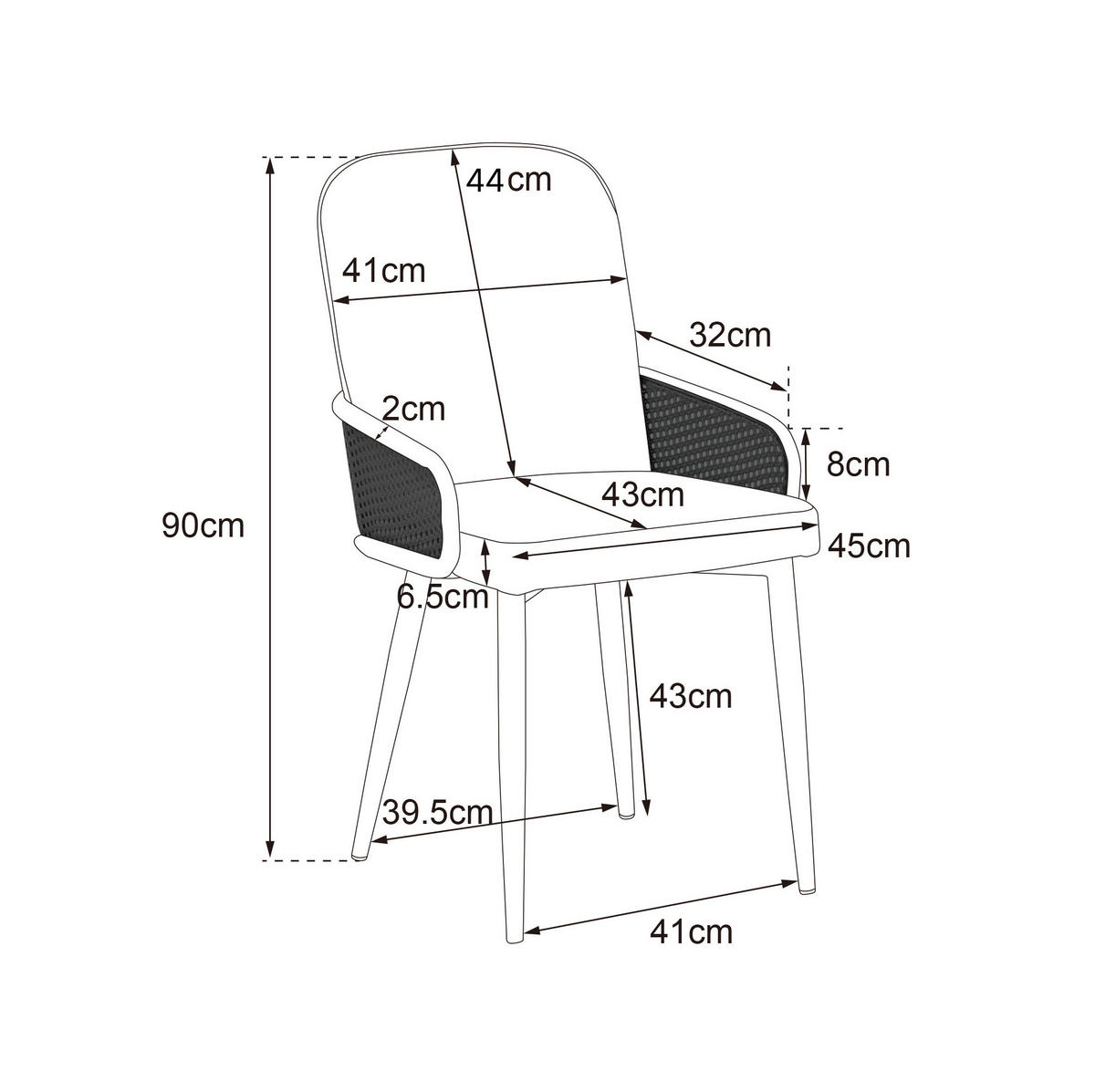 ESSZIMMERSTUHL 4er-Set Samt Rattan-Design Grau - Grau, Holz (45/90/45cm) - Meubliv