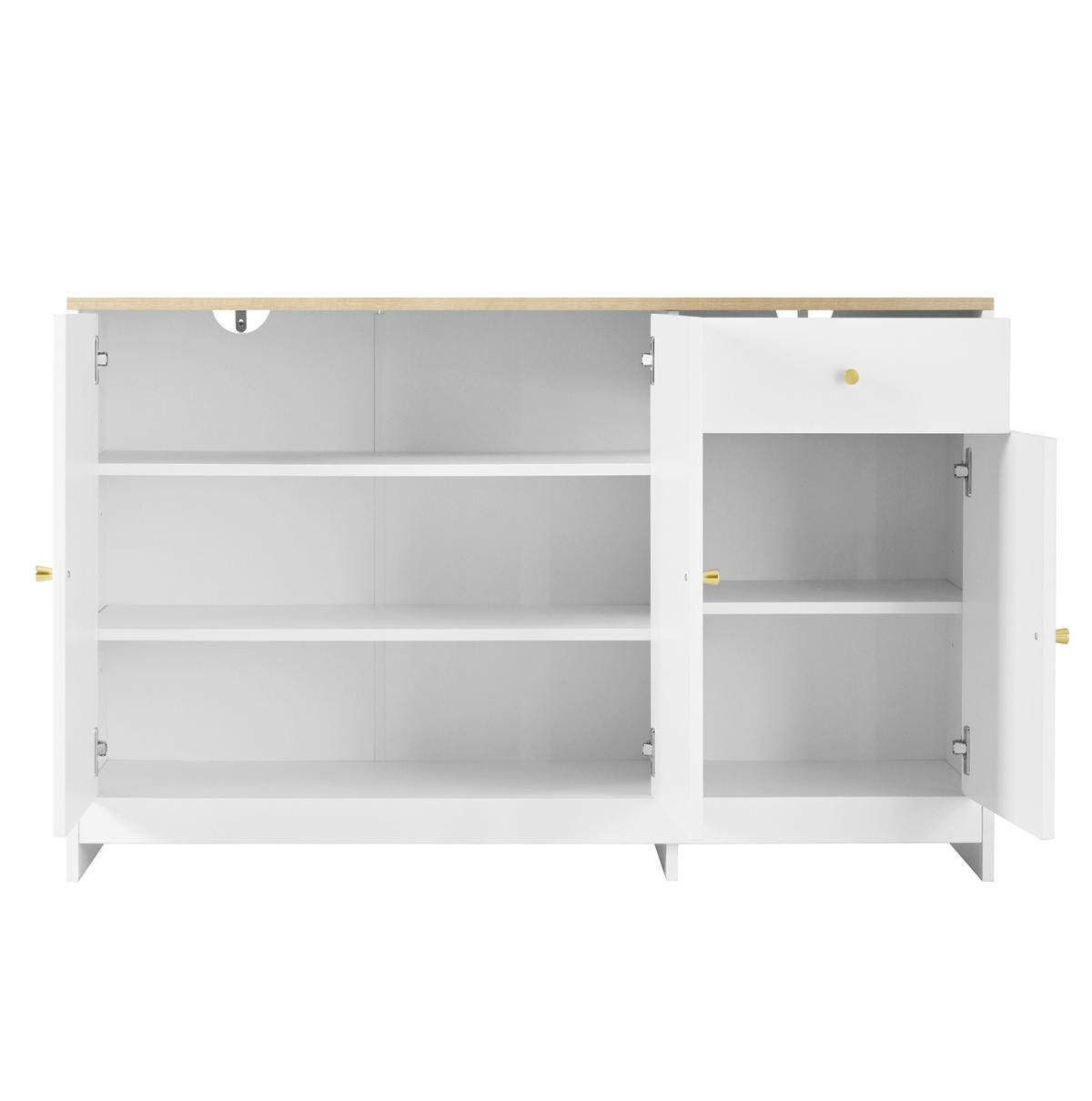 SIDEBOARD 140/40/80 cm mit 4 Türen, höhenverstellbaren Regalböden und Soft-Close, Schwarz/Braun - Schwarz, Holzwerkstoff (140/80/40cm) - Redom