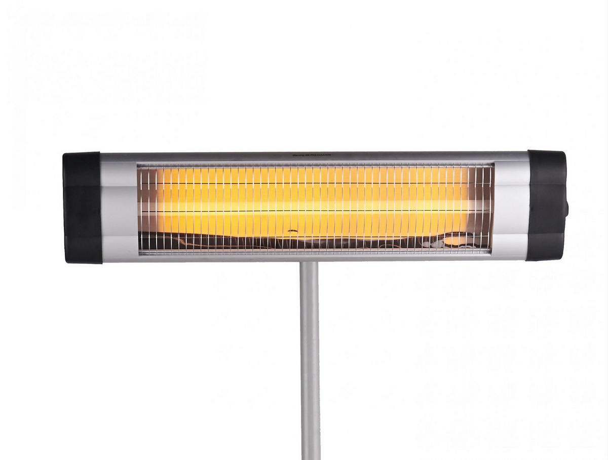 HALOGEN-HEIZUNG auf Standfuß Silber outdoortauglich und höhenverstellbar 3000 W - Silberfarben, Kunststoff/Metall (101/180/70cm) - Purline