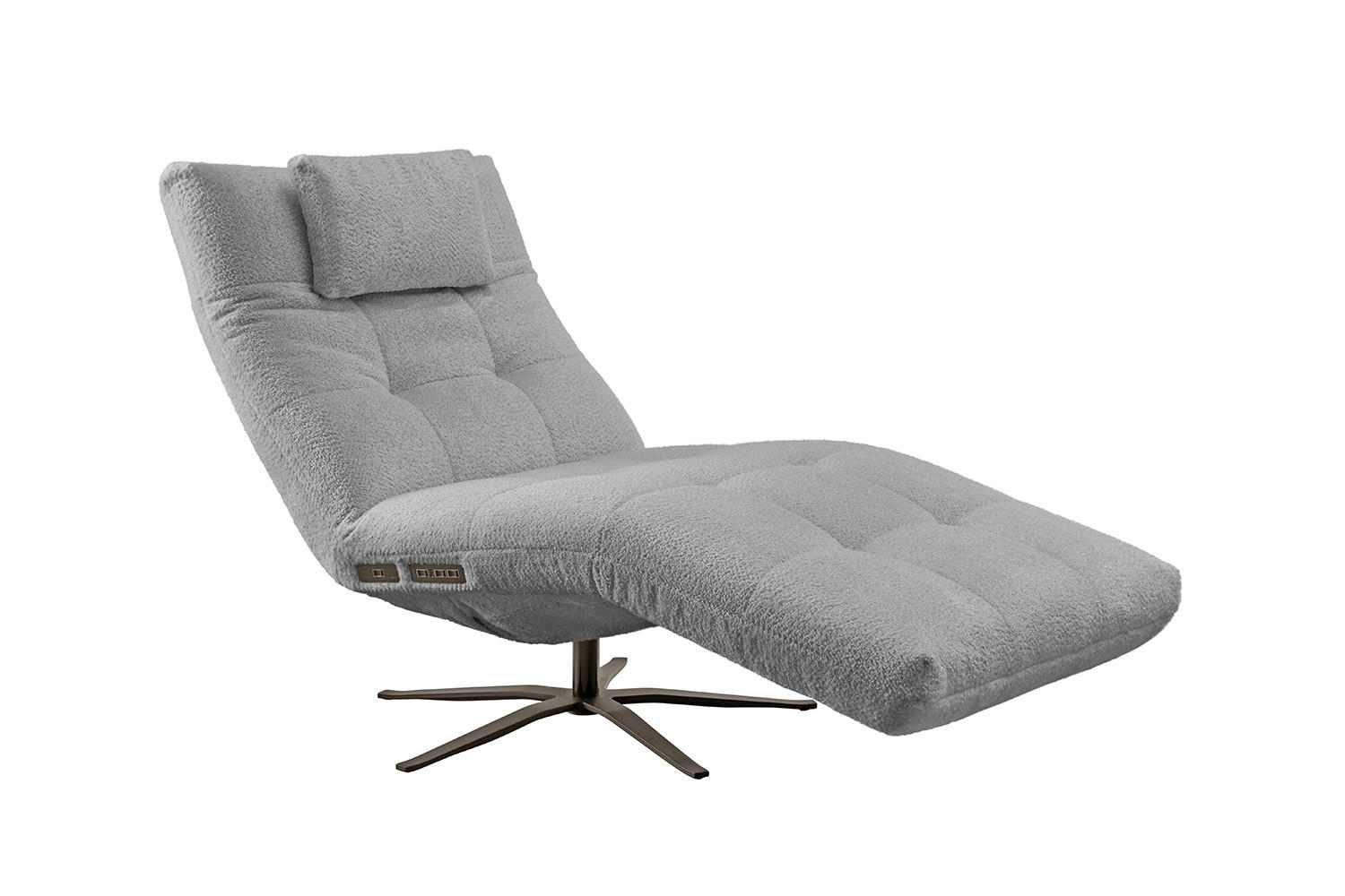 RELAXLIEGE LETICIA Grau Flachgewebe - Schwarz/Grau, Textil/Metall (82/115/156cm) - KAWOLA