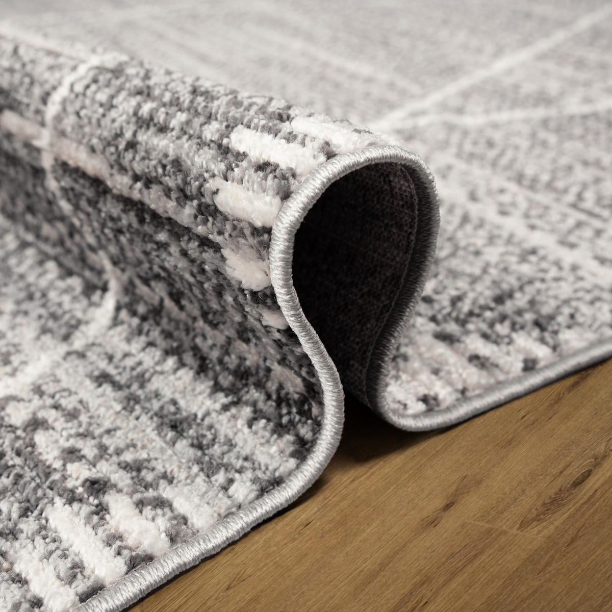 TEPPICH Harmonia Rautenmotiv Hoch-Tief-Effekt grau 160 x 230 cm - Hellgrau/Grau, Kunststoff/Textil (160/230cm) - oKu-Tex