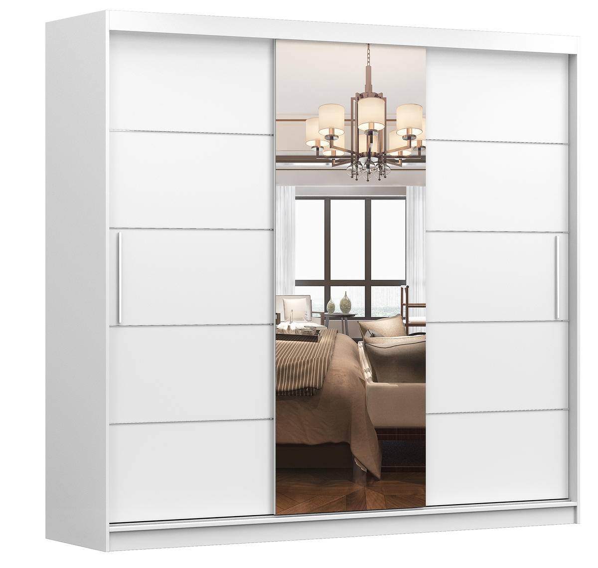 SCHIEBETÜRENSCHRANK - ALFA (Weiß) - Weiß, Holzwerkstoff/Metall (233/218/61cm) - Möblo