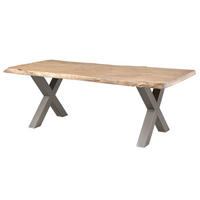 BAUMTISCH Mango 240x100x77 beige lackiert / X-Beine silber matt FREEFORM 5 - Beige/Silberfarben, Holz (240/100/77cm) - Massivmoebel24