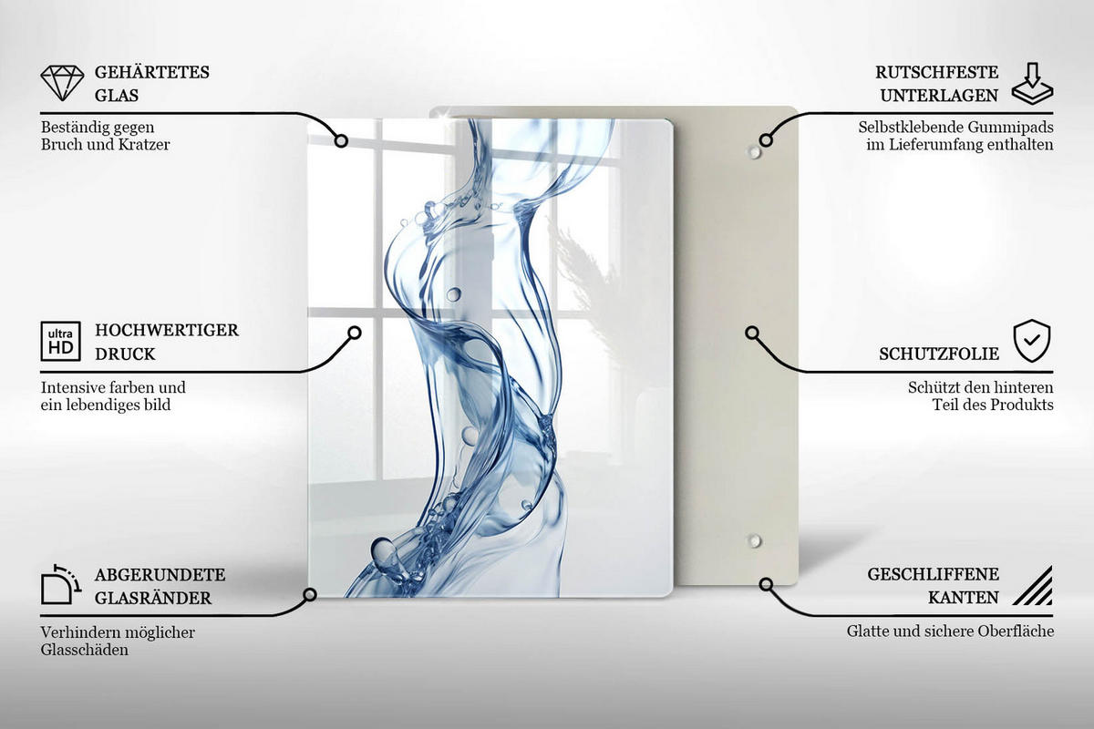 GLASPLATTE 40x52 cm Reines Wasser - Pastellgrün, Glas (40/52cm) - Wallfluent