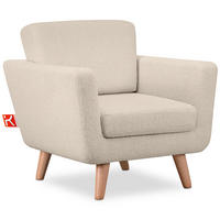 SESSEL TAGIO Massivholz-Beine, cremig - Creme/Braun, Buchenholz/Textil (86/80/88cm) - KONSIMO®