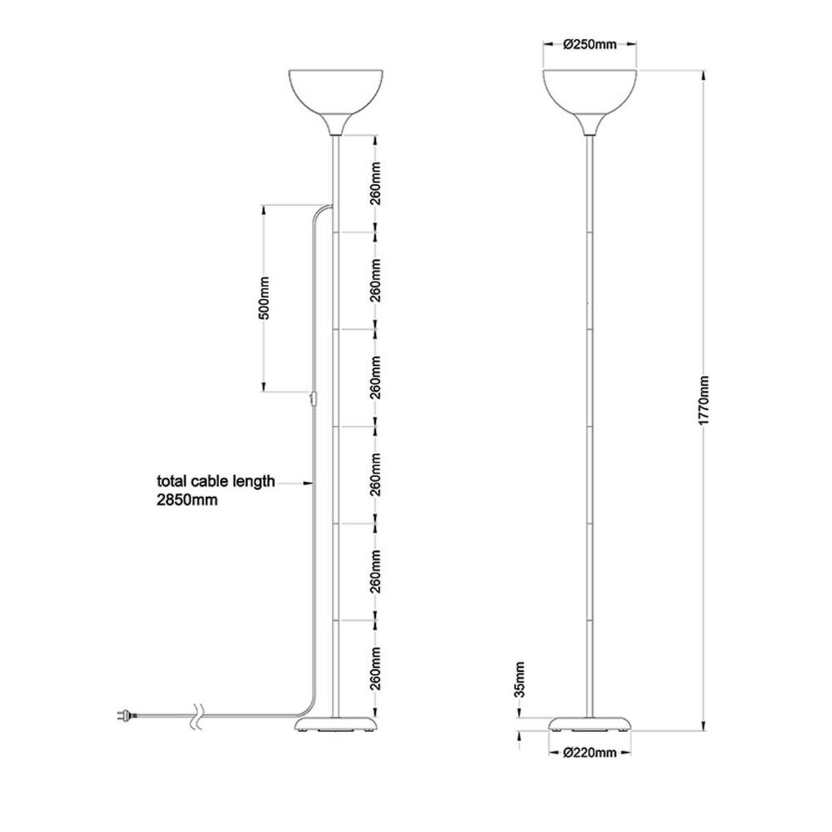 STEHLEUCHTE WILBUR Metall titanfarben matt - Anthrazit, Metall (25/25/150cm) - Globo Lighting