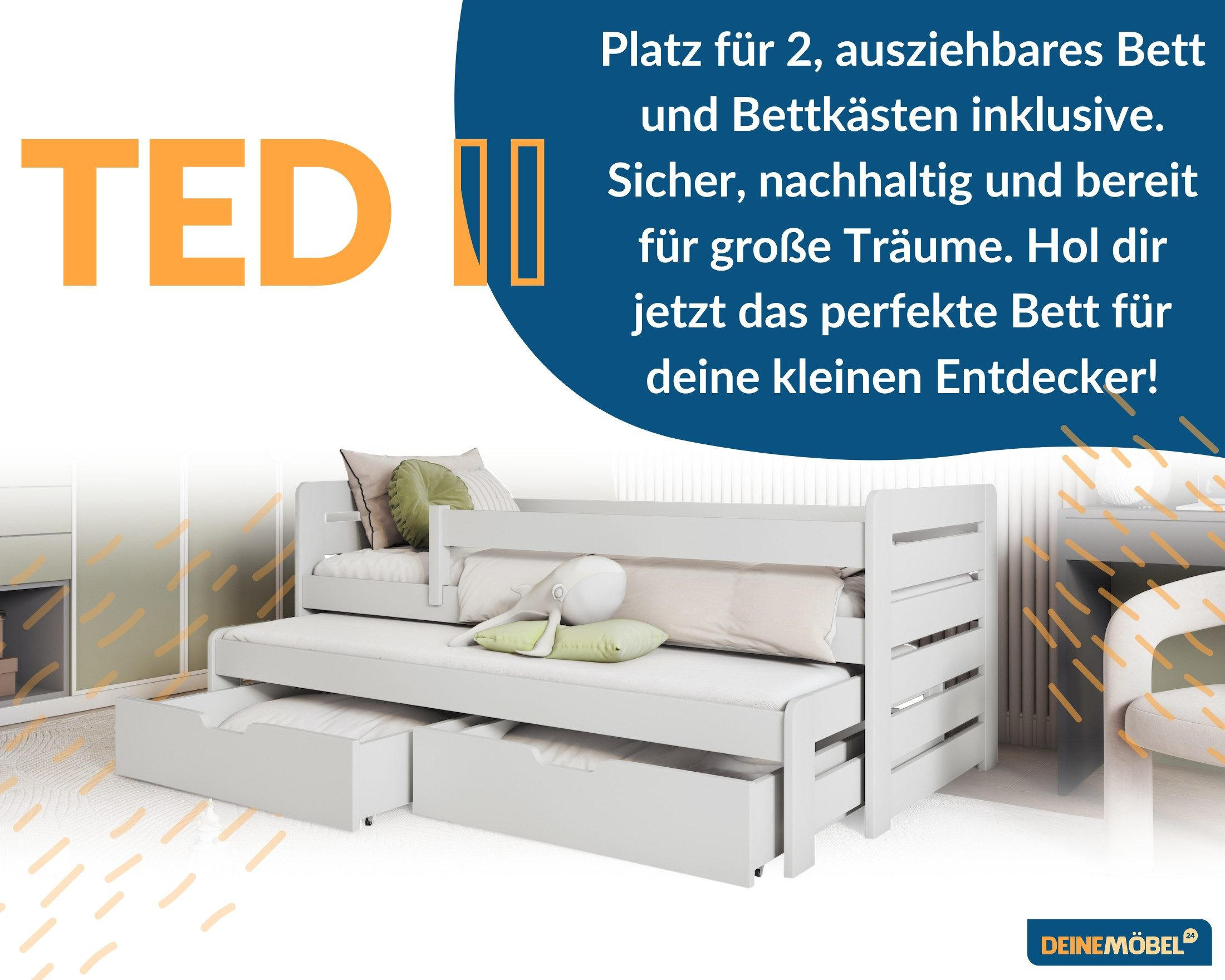 Thumbnail - Deine Möbel 24 Kinderbett, Weiß, Holz, Holzwerkstoff, 90x200 cm, Kinder- & Jugendzimmer, Kindermöbel, Kinderbetten, Kind...