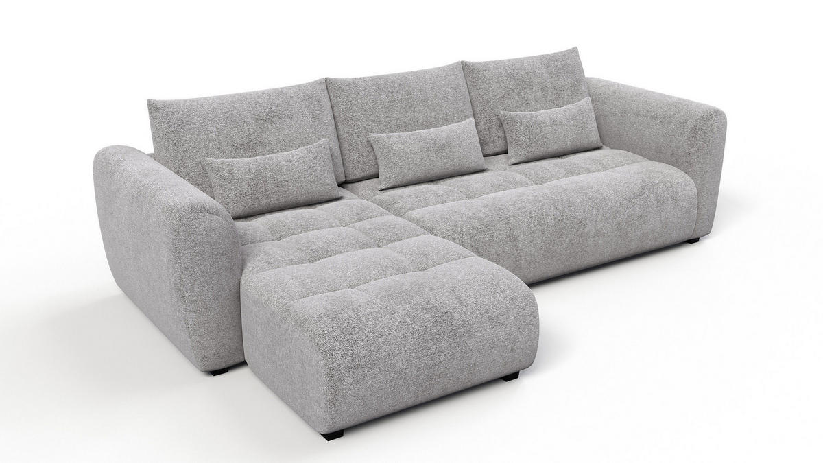 ECKSOFA SORENO 4-Sitzer, platingrau - Schwarz/Grau, Holz/Textil (293/171cm) - Courtois Laville