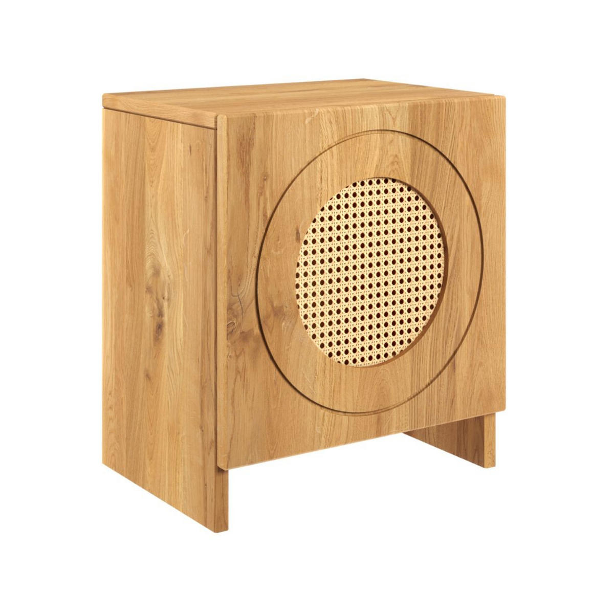 MASSIVHOLZNACHTTISCH Harmark mit Rattan-Detail, Eiche - lackiert, Naturfarben - Eichefarben, Eichenholz/Holz (44/50/34cm) - Skandica