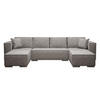 WOHNLANDSCHAFT Vinoria Hellgrau 327/180/82 cm mit Schlaffunktion - Chromfarben/Hellgrau, Textil/Metall (327/82/180cm) - AX Living