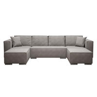 WOHNLANDSCHAFT Vinoria Hellgrau 327/180/82 cm mit Schlaffunktion - Chromfarben/Hellgrau, Textil/Metall (327/82/180cm) - AX Living