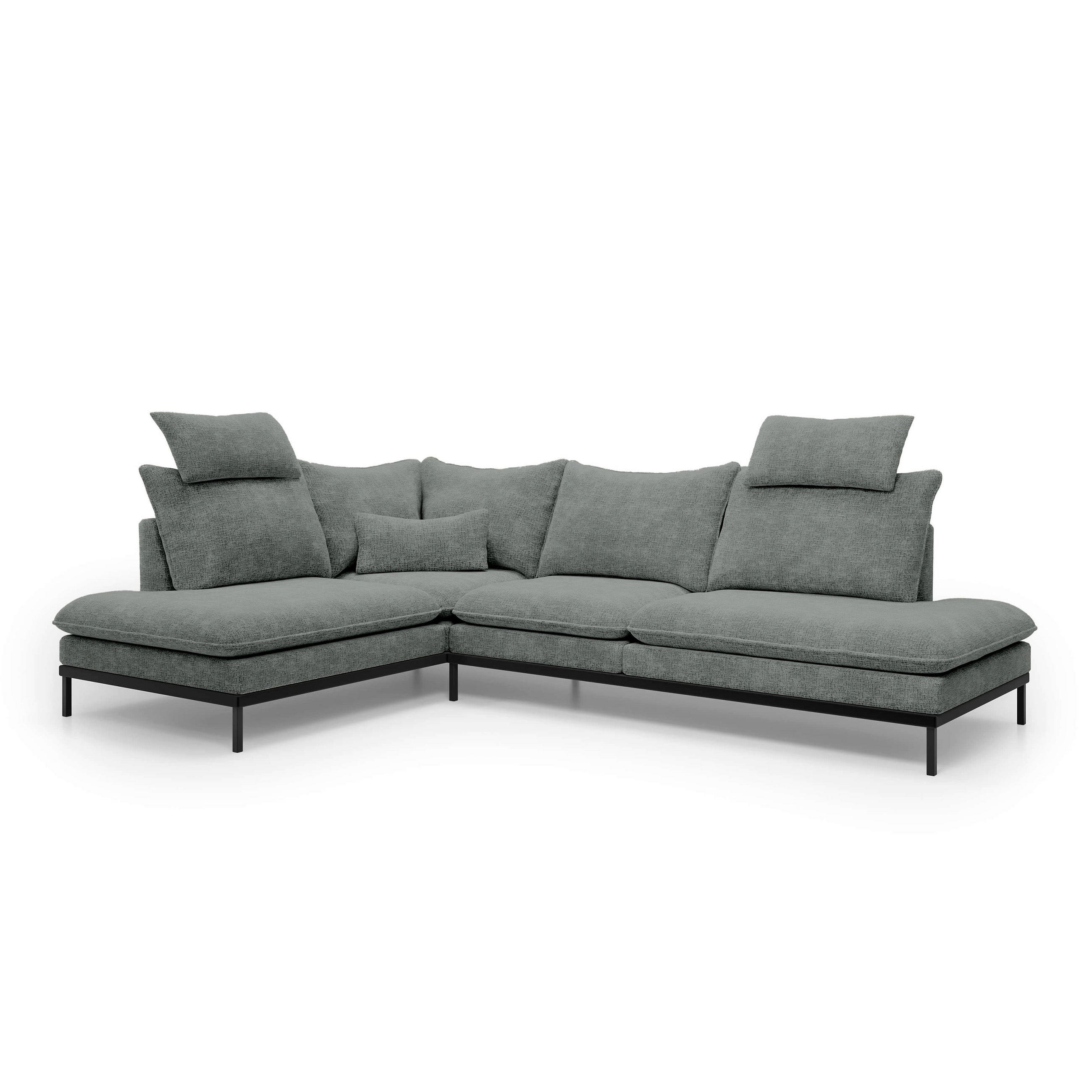 Pillovely Ecksofa Grau 293x90x198 cm
