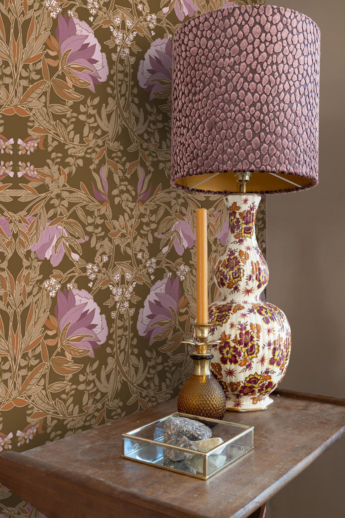 TAPETE Blumenmuster im Jugendstil 50 x 900 cm - Braun, Papier (50/900cm) - ESTAhome