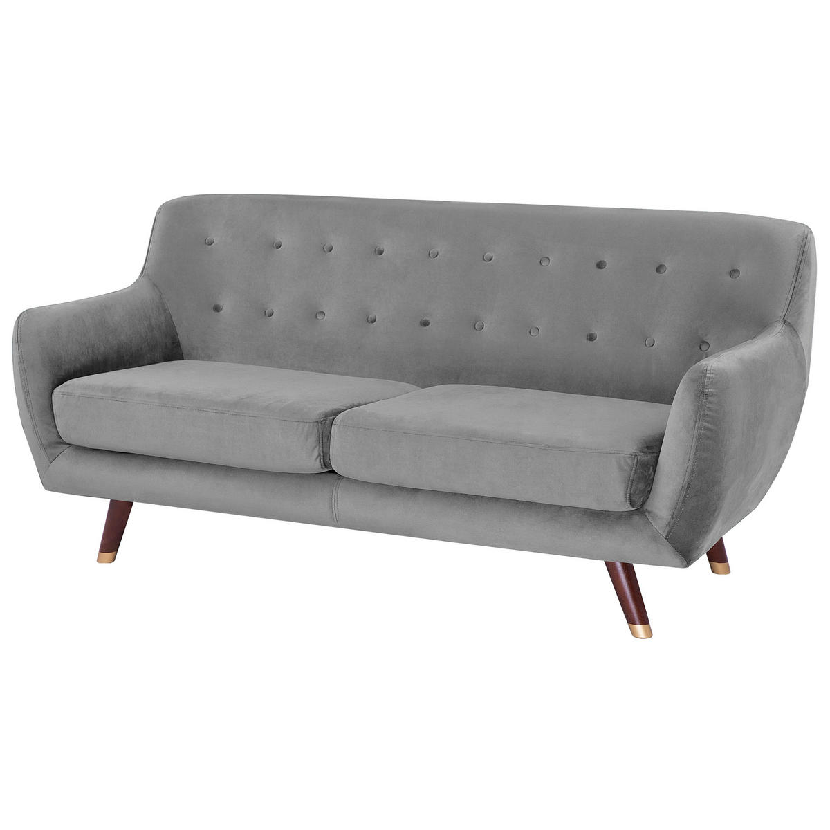 3-SITZER-SOFA Samtstoff Grau Bodo - Grau, Textil (188/84/85cm) - Beliani