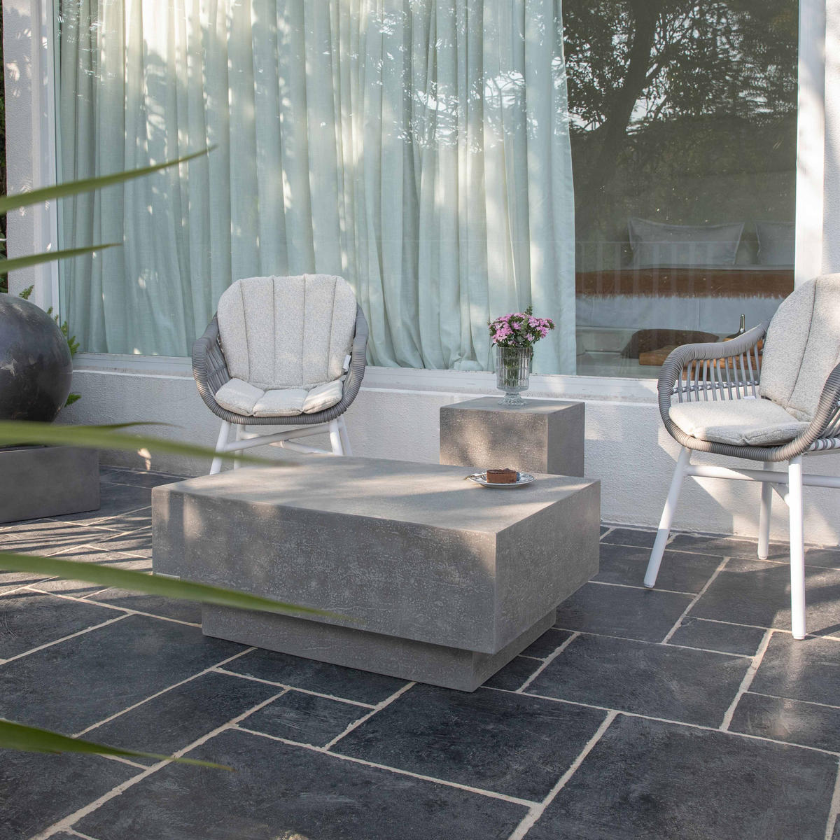 COUCHTISCH TEVERE aus GF-Beton Rechteck, Wetterbeständig, 86x86x36 cm - Grau, Naturmaterialien (86/86/36cm) - Elementi