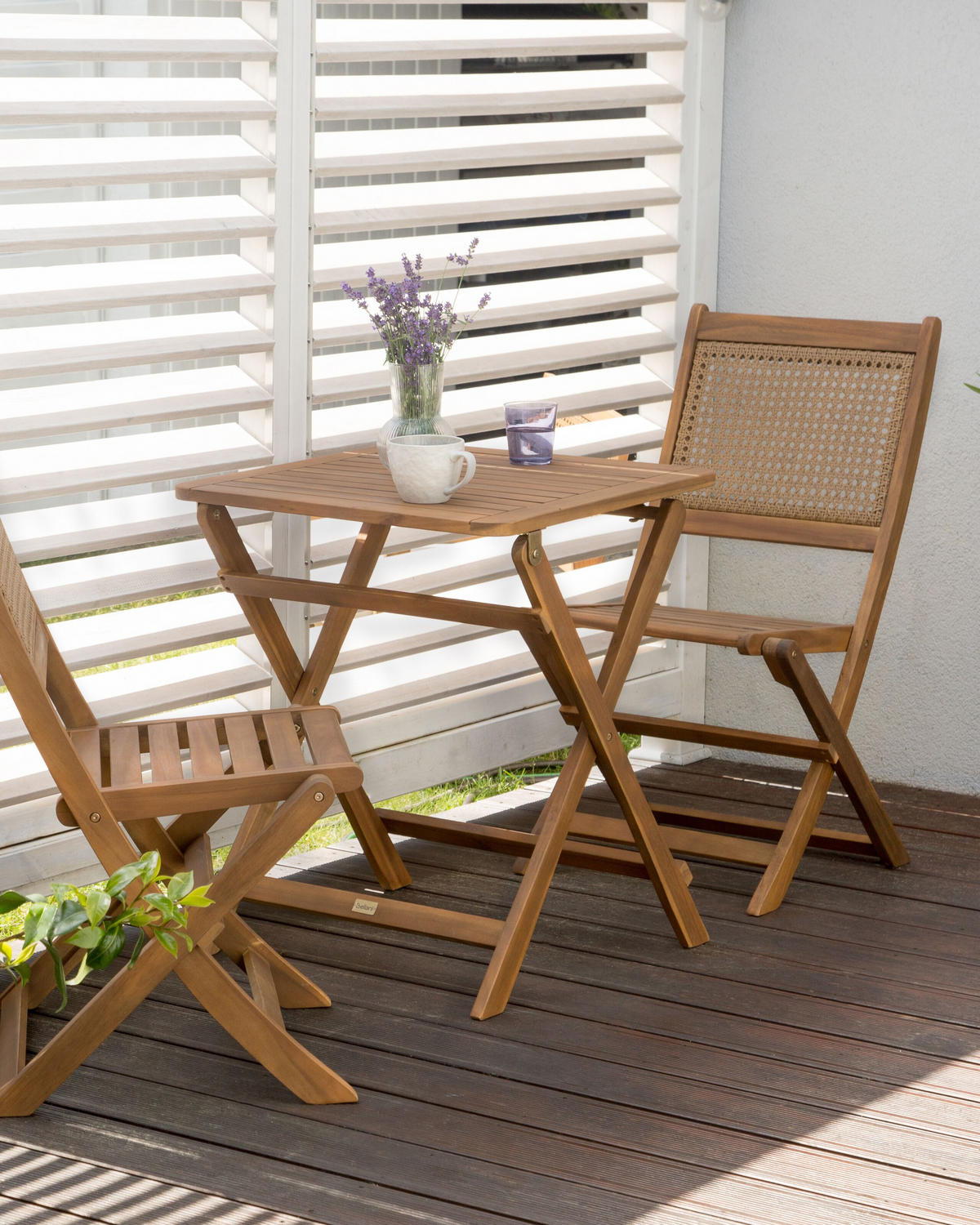 GARTENSTUHL 2er-Set Heller Holzfarbton Paraggi - Hellbraun, Holz (51/90/60cm) - Beliani