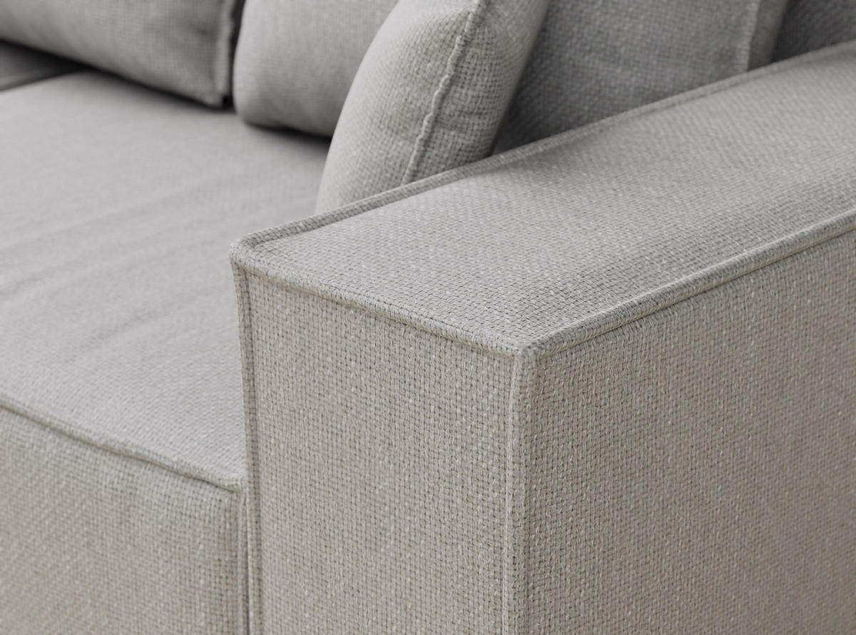 ECKSOFA MIT SCHLAFFUNKTION Moyo Hellgrau Webstoff - Hellgrau/Schwarz, Holz/Holzwerkstoff (255/148cm) - Maison de Reve
