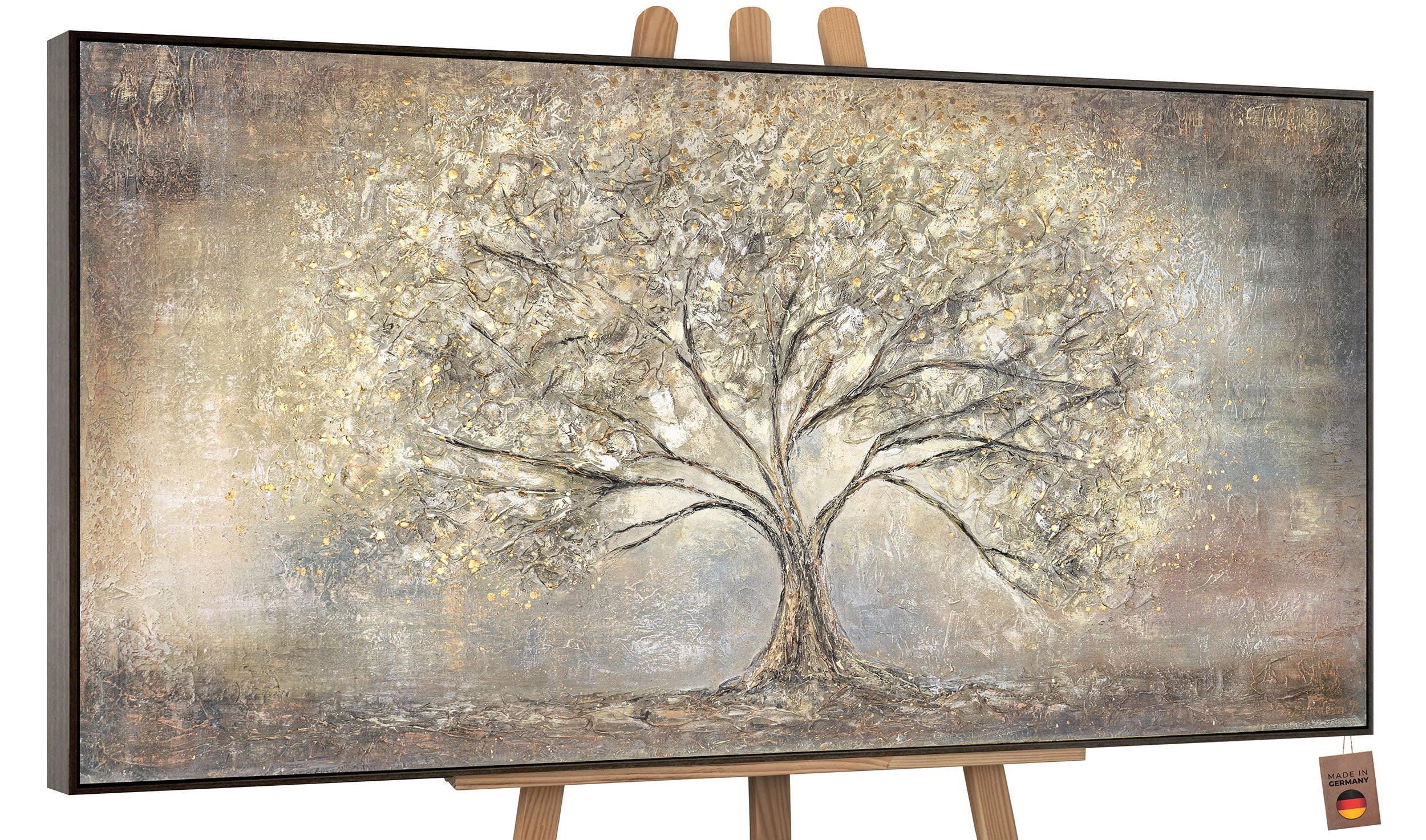 GEMÄLDE Goldbaum Schattenfugenrahmen Grau 120x60 cm - Grau, Holz (120/60cm) - YS-art gallery