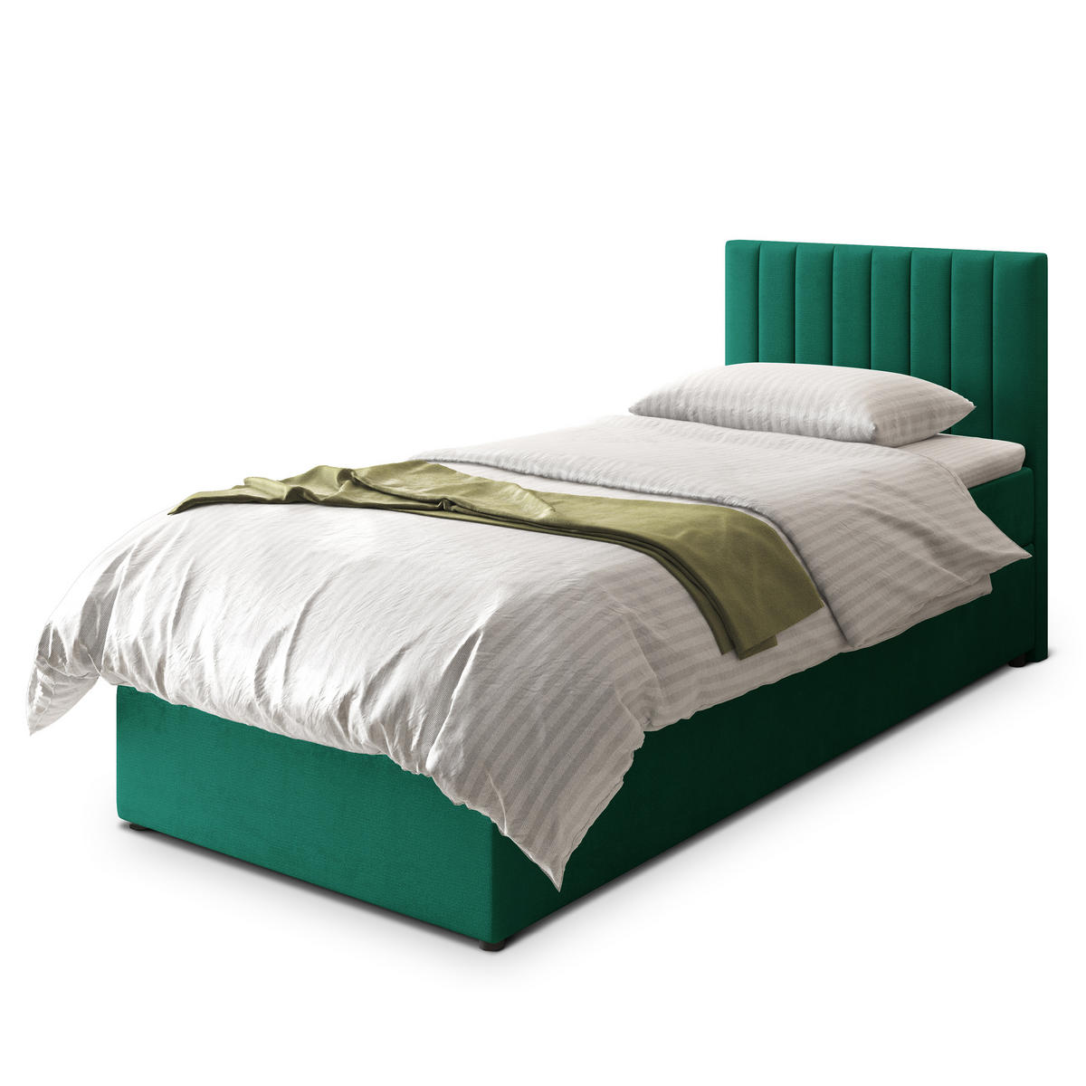 POSTEL BOXSPRING BRESEL 100x200 cm, s matrací a úložným prostorem, tmavě zelená - tmavě zelená, kompozitní dřevo/textil (100/200cm) - MASSENO