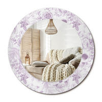 SPIEGEL Rund Ø 50 cm mit Aufdruck - Violett, Glas (50/50/0.4cm) - Wallfluent
