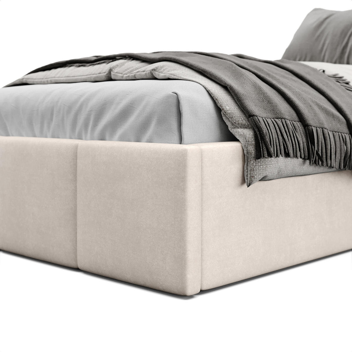 POLSTERBETT für Schlafzimmer Bett mit Stauraum Creme 90x200cm - Creme, Holzwerkstoff/Textil (90/200cm) - Muralo