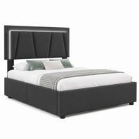 BETT mit LED und 2 Schubladen 90x200 cm Grau - Grau, Holz (90/200cm) - Meubliv