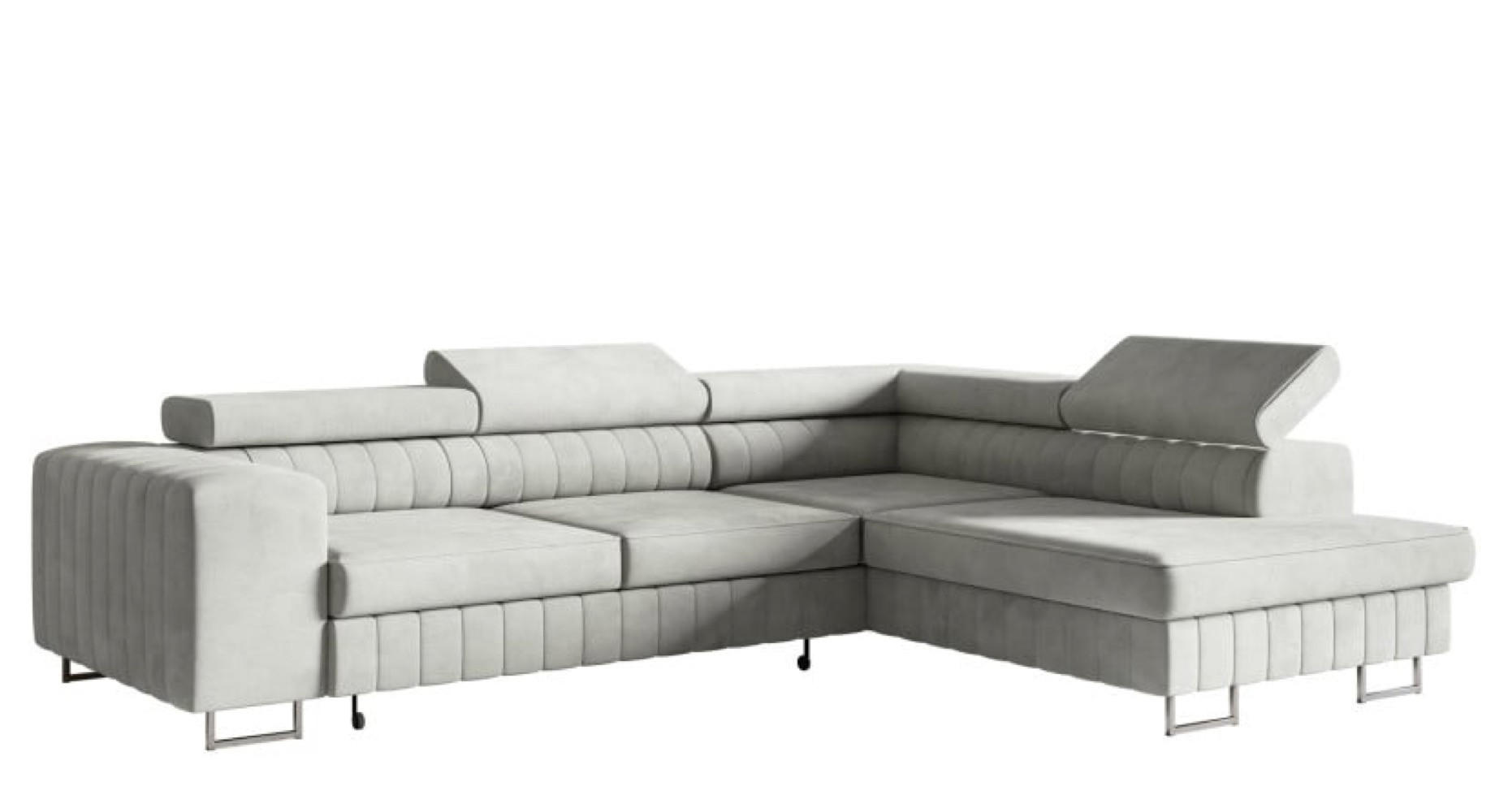 ECKSOFA Grau NOLA Matt Velvet Silberne Beine Rechts - Grau, Textil (203/274cm) - Sepro Meble