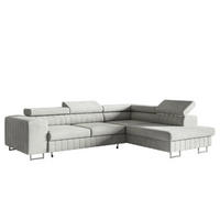 ECKSOFA Grau NOLA Matt Velvet Silberne Beine Rechts - Grau, Textil (203/274cm) - Sepro Meble