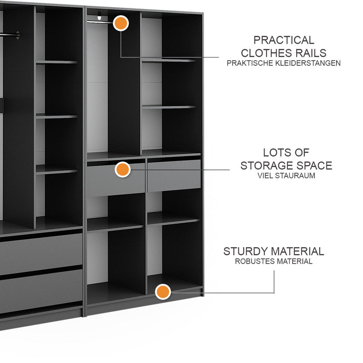 ŠATNÍ SKŘÍŇ Elmo Antracit - antracitová, kompozitní dřevo (200/200/50cm) - Vicco