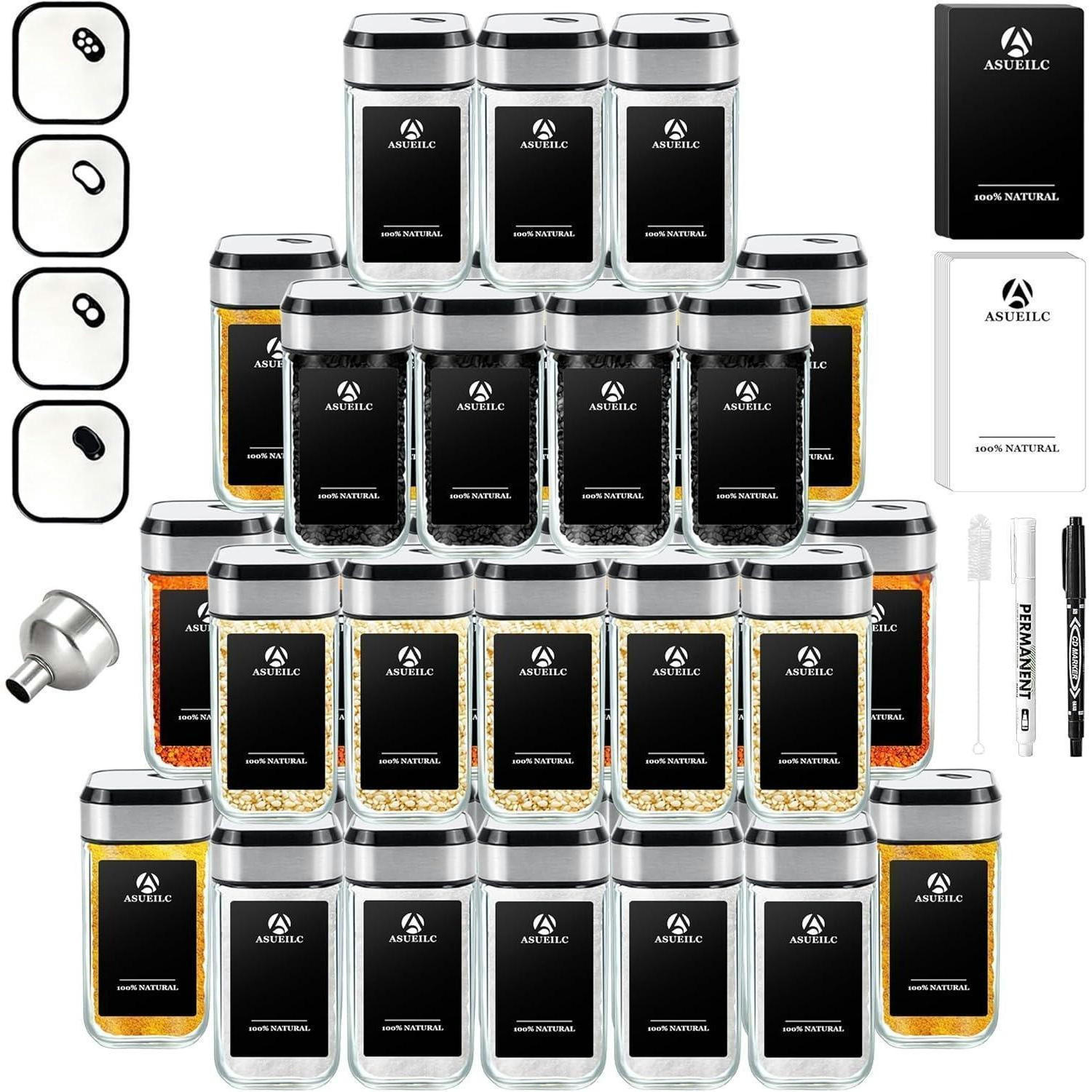 GEWÜRZGLÄSER 35-teiliges Set mit 3 Kalibern 120ml - Multicolor, Glas (4.7/9.7/4.7cm)