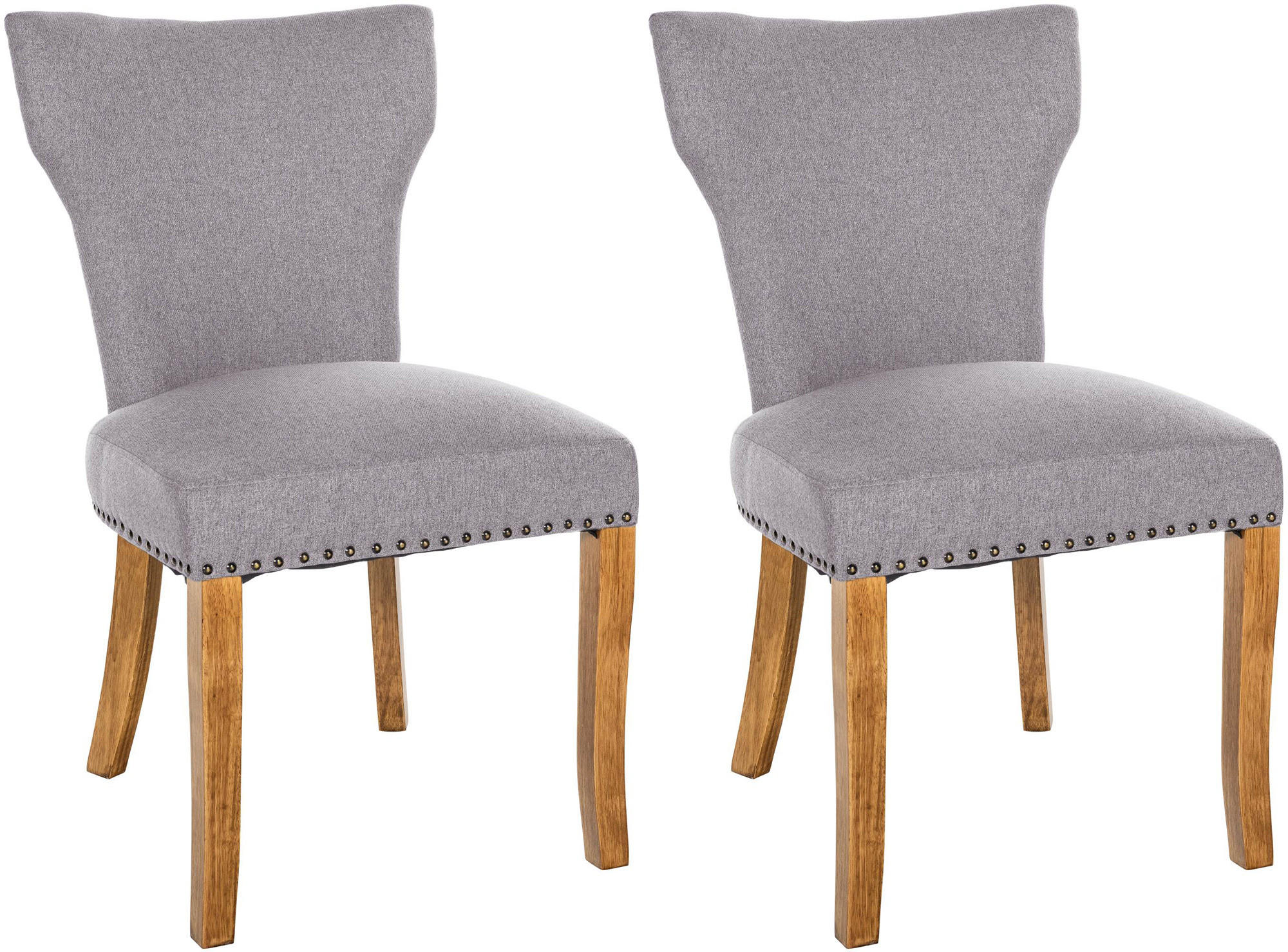 WOHNZIMMERSTUHL 2er Set Stoff grau - Naturfarben/Grau, Holz/Textil (52/90/59cm) - CLP
