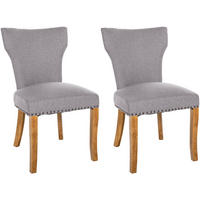WOHNZIMMERSTUHL 2er Set Stoff grau - Naturfarben/Grau, Holz/Textil (52/90/59cm) - CLP